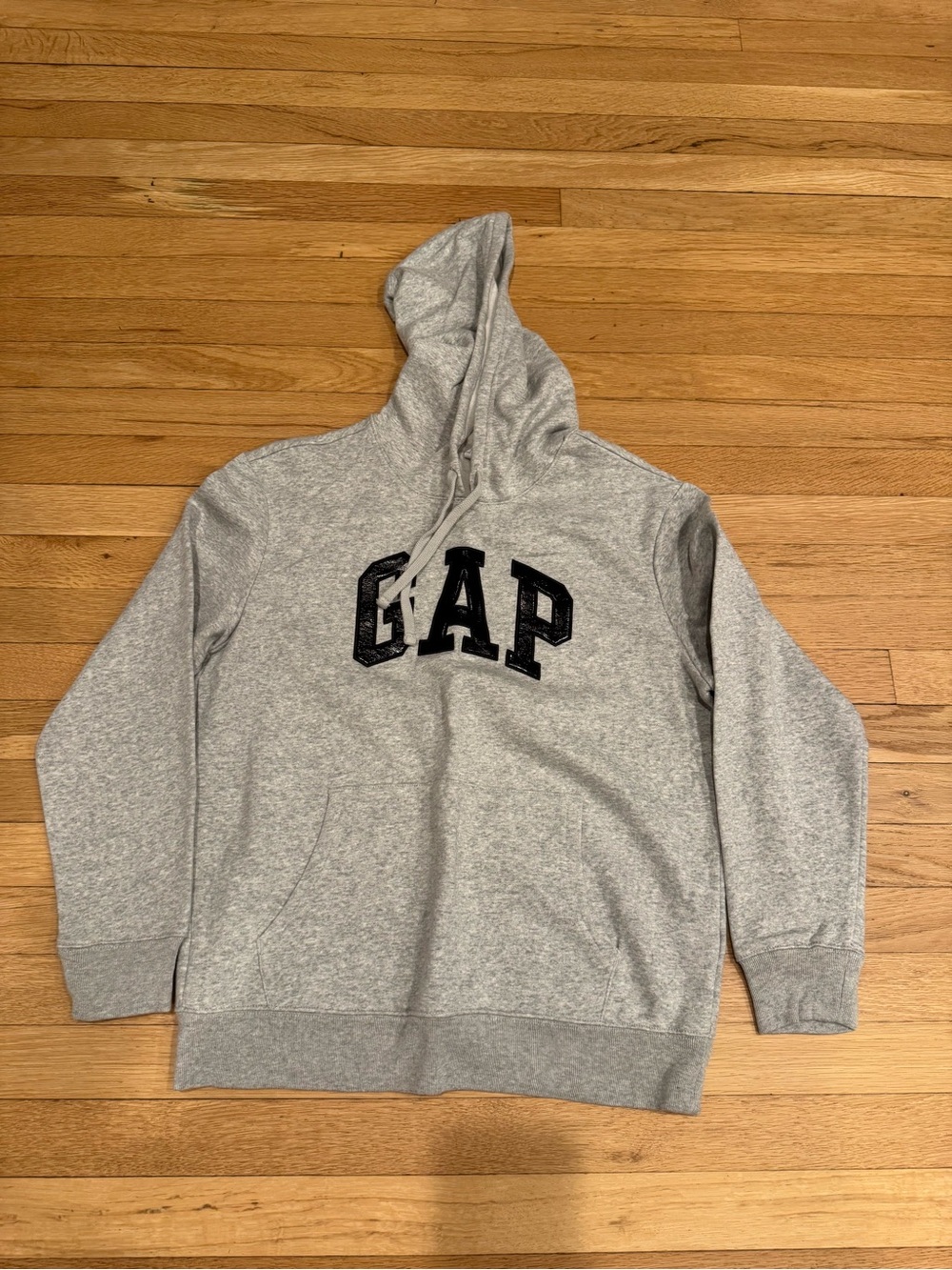 GAP Light Gray Hooded Sweatshirt with Black Shiny Logo